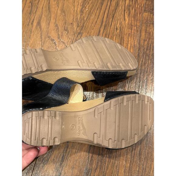 New Dansko Tanya Black Milled Burnished Leather Sandals Size 38 US 7.5 Women's - Picture 6 of 7